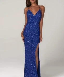 SCALA - 60116 Sequined Long Column Dress