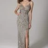 SCALA - 60127 V-Neckline Beads And Sequins Sheath Dress 1 SCALA - 60127 V-Neckline Beads And Sequins Sheath Dress