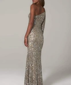 SCALA - 60128 Single Sleeve Asymmetrical Sequin Sheath Dress 7 SCALA - 60128 Single Sleeve Asymmetrical Sequin Sheath Dress