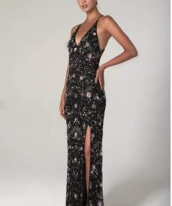 SCALA - 60129 Floral V-Neck Column Dress