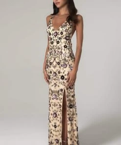 SCALA - 60129 Floral V-Neck Column Dress 12 SCALA - 60129 Floral V-Neck Column Dress