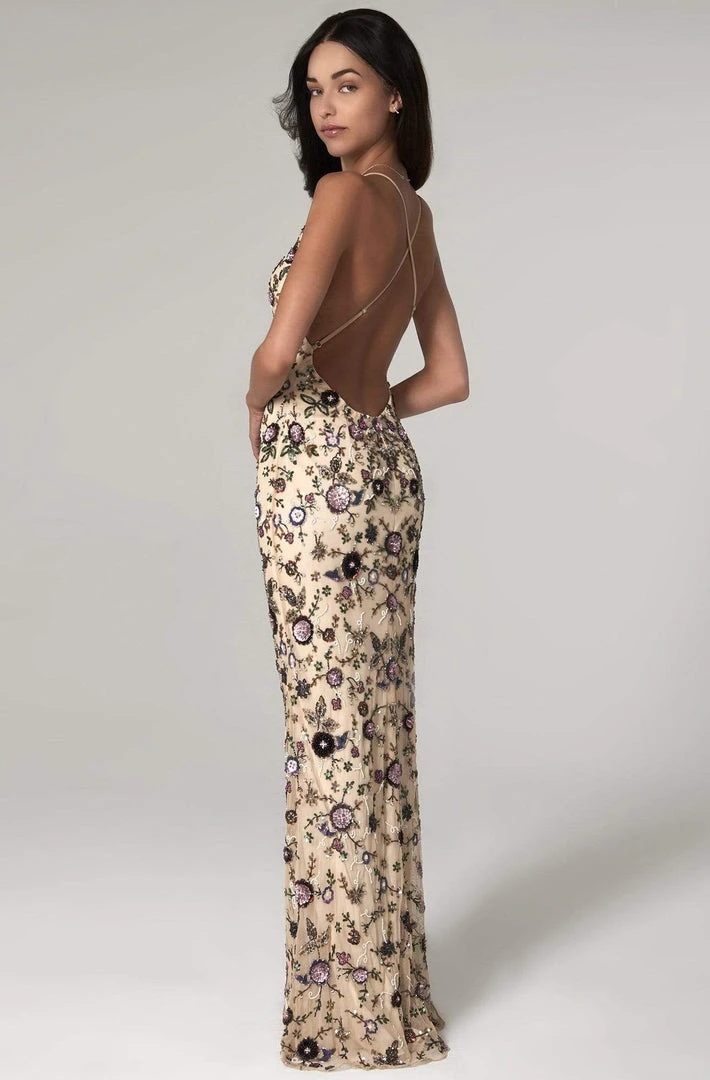 SCALA - 60129 Floral V-Neck Column Dress 8 SCALA - 60129 Floral V-Neck Column Dress