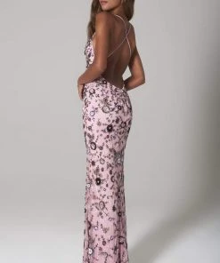 SCALA - 60129 Floral V-Neck Column Dress 11 SCALA - 60129 Floral V-Neck Column Dress