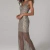 SCALA - 60130 V-Neck Open Back Sequin Illusion Sheath Dress 1 SCALA - 60130 V-Neck Open Back Sequin Illusion Sheath Dress