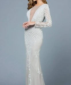 SCALA - 60175 Plunging Illusion Jewel Beaded Long Dress 10 SCALA - 60175 Plunging Illusion Jewel Beaded Long Dress