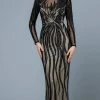 SCALA - 60189 Sequin Embellished Illusion Scoop Dress 1 SCALA - 60189 Sequin Embellished Illusion Scoop Dress