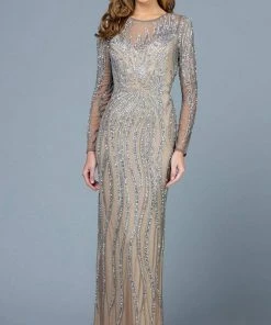 SCALA - 60189 Sequin Embellished Illusion Scoop Dress 10 SCALA - 60189 Sequin Embellished Illusion Scoop Dress