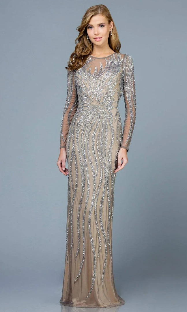 SCALA - 60189 Sequin Embellished Illusion Scoop Dress 5 SCALA - 60189 Sequin Embellished Illusion Scoop Dress