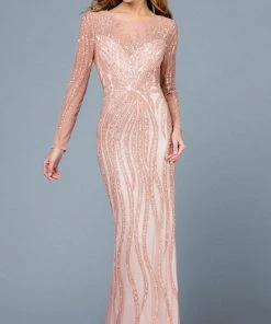 SCALA - 60189 Sequin Embellished Illusion Scoop Dress 12 SCALA - 60189 Sequin Embellished Illusion Scoop Dress