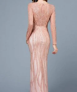 SCALA - 60189 Sequin Embellished Illusion Scoop Dress 13 SCALA - 60189 Sequin Embellished Illusion Scoop Dress