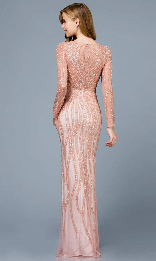 SCALA - 60189 Sequin Embellished Illusion Scoop Dress 8 SCALA - 60189 Sequin Embellished Illusion Scoop Dress