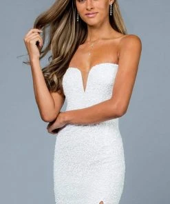 SCALA - 60195 Strapless Sweetheart Fully Beaded Fitted Cocktail Dress