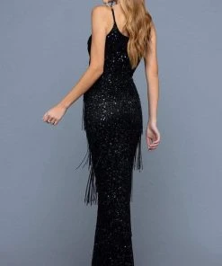 SCALA - 60252 Dangling Stud Sheath Evening Gown 5 SCALA - 60252 Dangling Stud Sheath Evening Gown