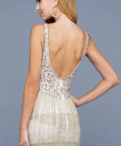 SCALA - 60254 Sequin Fringe Hem Short Dress 5 SCALA - 60254 Sequin Fringe Hem Short Dress