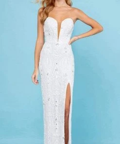 SCALA - 60266 Sweetheart Appliqued Sheath Gown 11 SCALA - 60266 Sweetheart Appliqued Sheath Gown