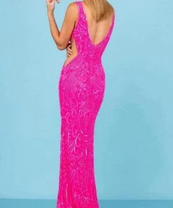SCALA - 60294 V-Neck Cutouts Sequin Gown 9 SCALA - 60294 V-Neck Cutouts Sequin Gown