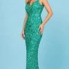 SCALA - 60297 Plunging V-Neck Sheath Gown 2 SCALA - 60297 Plunging V-Neck Sheath Gown