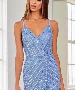 SCALA 60303 - Striped Embellished Cocktail Dress 8 SCALA 60303 - Striped Embellished Cocktail Dress