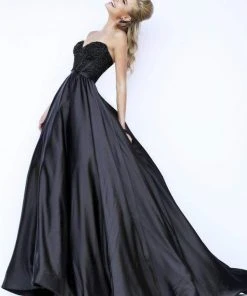 Sherri Hill - 32084 Strapless Beaded Corset Satin A Line Dress