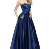 Sherri Hill - 50812 Strapless A Line Satin Dress With Beaded Pockets