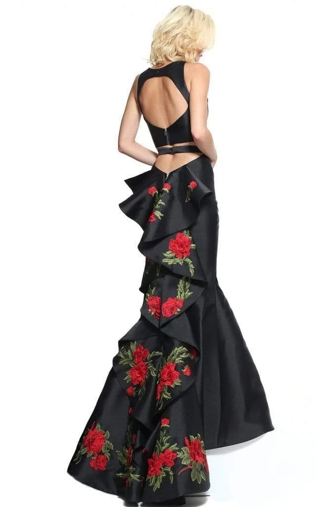 Sherri Hill - 51027 Two Piece Halter Floral Print Mermaid Dress 6 Sherri Hill - 51027 Two Piece Halter Floral Print Mermaid Dress