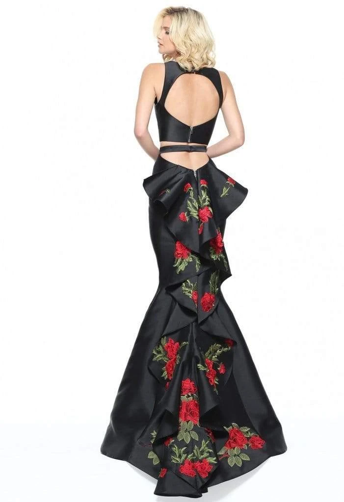 Sherri Hill - 51027 Two Piece Halter Floral Print Mermaid Dress 8 Sherri Hill - 51027 Two Piece Halter Floral Print Mermaid Dress