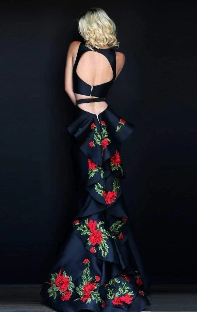 Sherri Hill - 51027 Two Piece Halter Floral Print Mermaid Dress 7 Sherri Hill - 51027 Two Piece Halter Floral Print Mermaid Dress