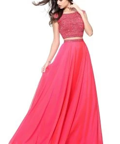 Sherri Hill - 51091 Two-Piece Beaded Cap Sleeve Chiffon Dress