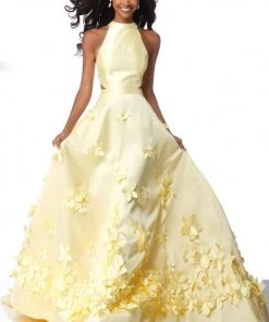 Sherri Hill - 51116 Long Floral Appliqued Pageant A Line Dress