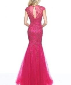 Sherri Hill - 51117 Cap Sleeved Fitted Floral Beaded Dress 5 Sherri Hill - 51117 Cap Sleeved Fitted Floral Beaded Dress