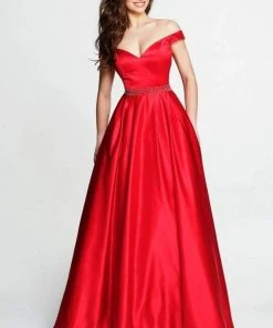 Sherri Hill - 51124 Long A Line Dress With Crystal Encrusted Belt