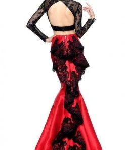 Sherri Hill - 51169 Two Piece Lace Long Sleeve Mermaid Dress