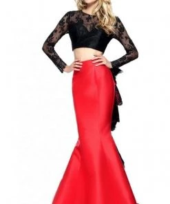 Sherri Hill - 51169 Two Piece Lace Long Sleeve Mermaid Dress