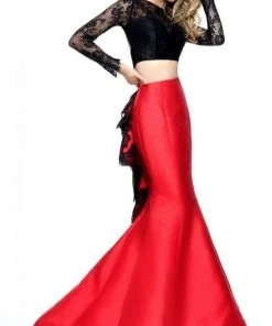 Sherri Hill - 51169 Two Piece Lace Long Sleeve Mermaid Dress