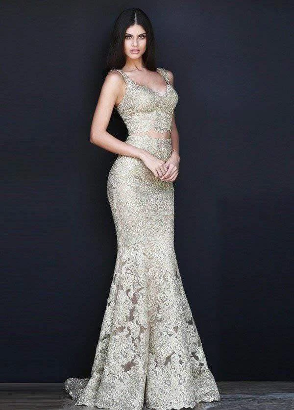 Sherri Hill - 51192 Two-Piece Metallic Lace Mermaid Dress 3 Sherri Hill - 51192 Two-Piece Metallic Lace Mermaid Dress