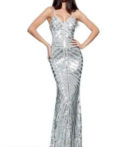 Sherri Hill - 51206 Sleeveless V Neck Fitted Beaded And Sequined Dress 14 Sherri Hill - 51206 Sleeveless V Neck Fitted Beaded And Sequined Dress