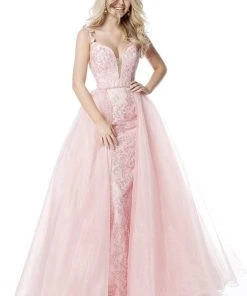 Sherri Hill - 51240 Flower-Appliqued Ballgown With Tulle Overskirt