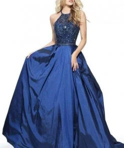 Sherri Hill - 51242 Beaded Halter Bodice Taffeta Ballgown