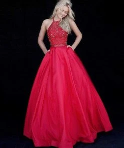 Sherri Hill - 51242 Beaded Halter Bodice Taffeta Ballgown 13 Sherri Hill - 51242 Beaded Halter Bodice Taffeta Ballgown