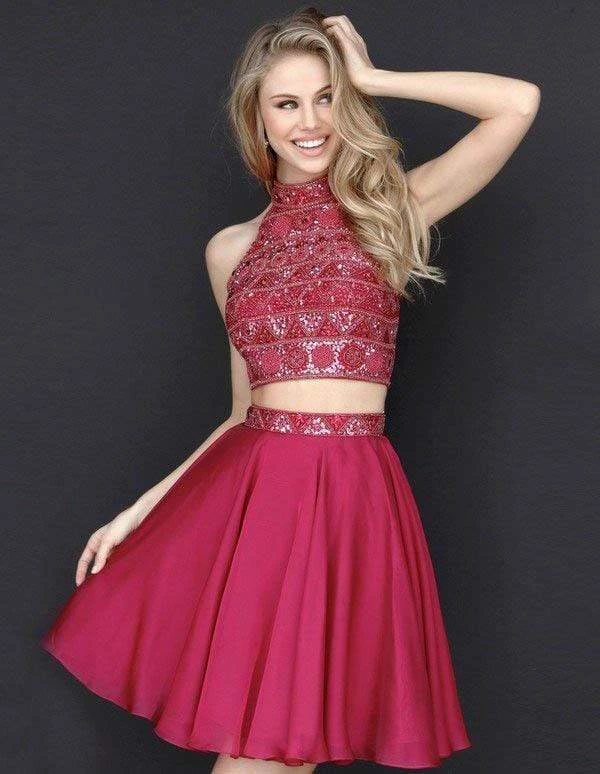 Sherri Hill - 51297 Beaded High Halter Two Piece Short Dress 3 Sherri Hill - 51297 Beaded High Halter Two Piece Short Dress