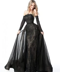 Sherri Hill - 51384 Strapless Embroidered Sheath Dress With Overskirt