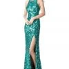 Sherri Hill - 51430 Sequined Halter Trumpet Dress With Train 1 Sherri Hill - 51430 Sequined Halter Trumpet Dress With Train