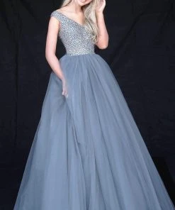 Sherri Hill - 51447 Embellished Wide V-neck Ballgown 14 Sherri Hill - 51447 Embellished Wide V-neck Ballgown