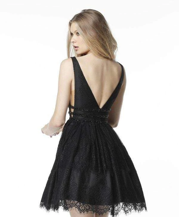 Sherri Hill - 51458 Lace Deep V-neck Short Beaded Dress 5 Sherri Hill - 51458 Lace Deep V-neck Short Beaded Dress