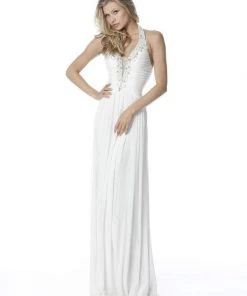 Sherri Hill - 51552 Embellished Deep Halter V-neck Sheath Dress