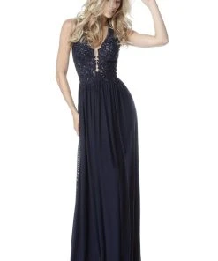 Sherri Hill - 51553 Plunging Halter A Line Evening Dress