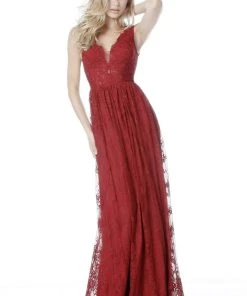 Sherri Hill - 51562 Lace Plunging V-Neck A-Line Dress