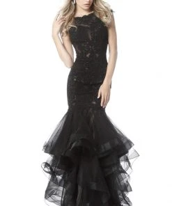 Sherri Hill - 51564 Beaded Lace Tiered Trumpet Dress
