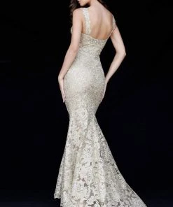 Sherri Hill - 51571 Metallic Lace Fitted Mermaid Dress