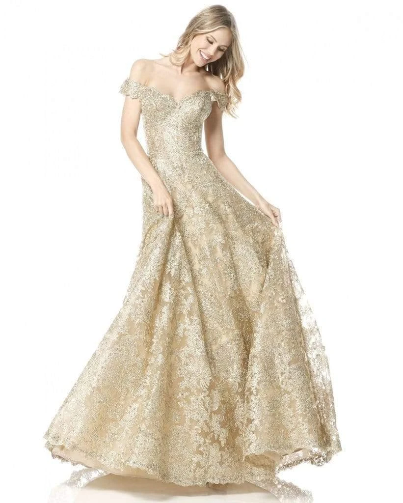 Sherri Hill - 51573 Off-Shoulder Cap Sleeve Lace Long Dress 10 Sherri Hill - 51573 Off-Shoulder Cap Sleeve Lace Long Dress